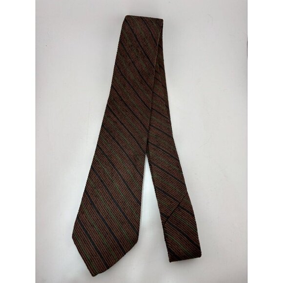 Dolce & Gabbana Made in Italy Men's Viscose Tie Brown & Black Green Striped - Picture 1 of 5